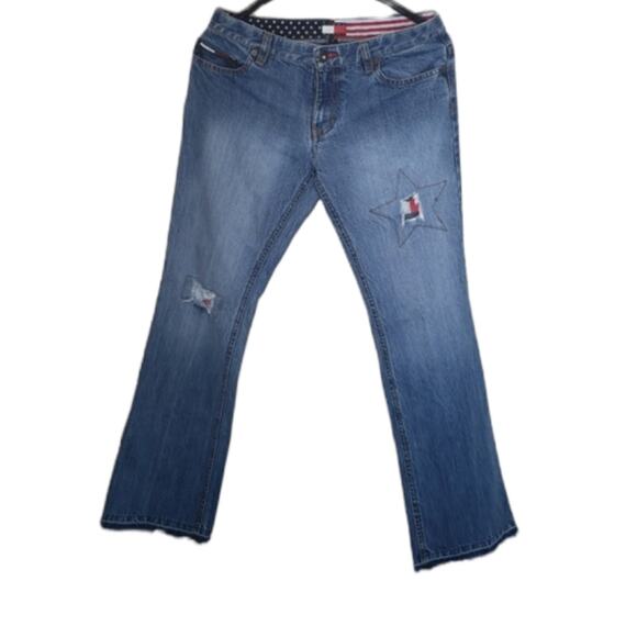 Tommy Jeans Tommy Hilfiger Vintage denim medium wash raw hem size 7 - Picture 1 of 9